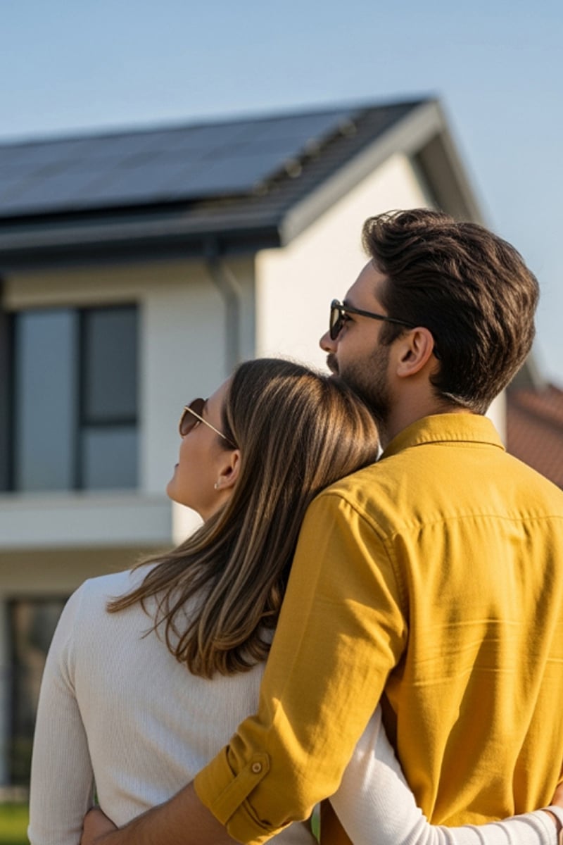 Coppia che guarda la propria casa